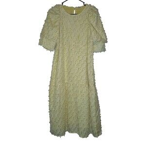 Sunday Up Short-Sleeve Dress Silk Feather, Size M, Yellow Runs Small